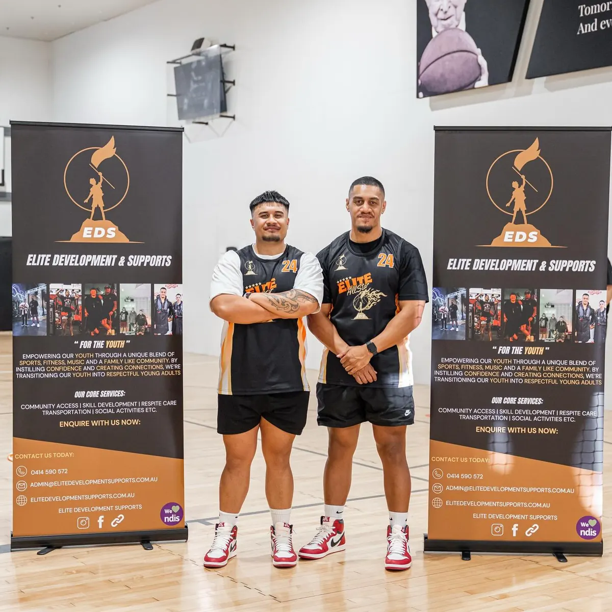 Young people and EDS support workers on the court